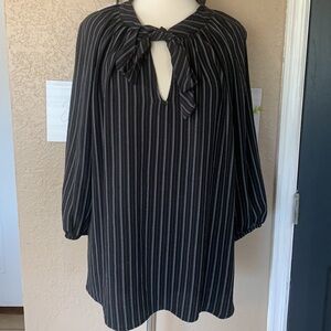 Olivia &Martin. CAREER GRANDMA Black pinstripe Tie Collar Blouse PLUS size 1X